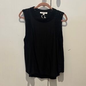 Elizabeth James Black Crochet Detail Tank Top